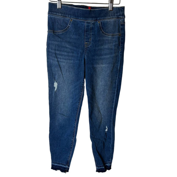 Spanx Distressed Denim High Rise Elastic Waist Jeggings Blue Size SP - Picture 5 of 7